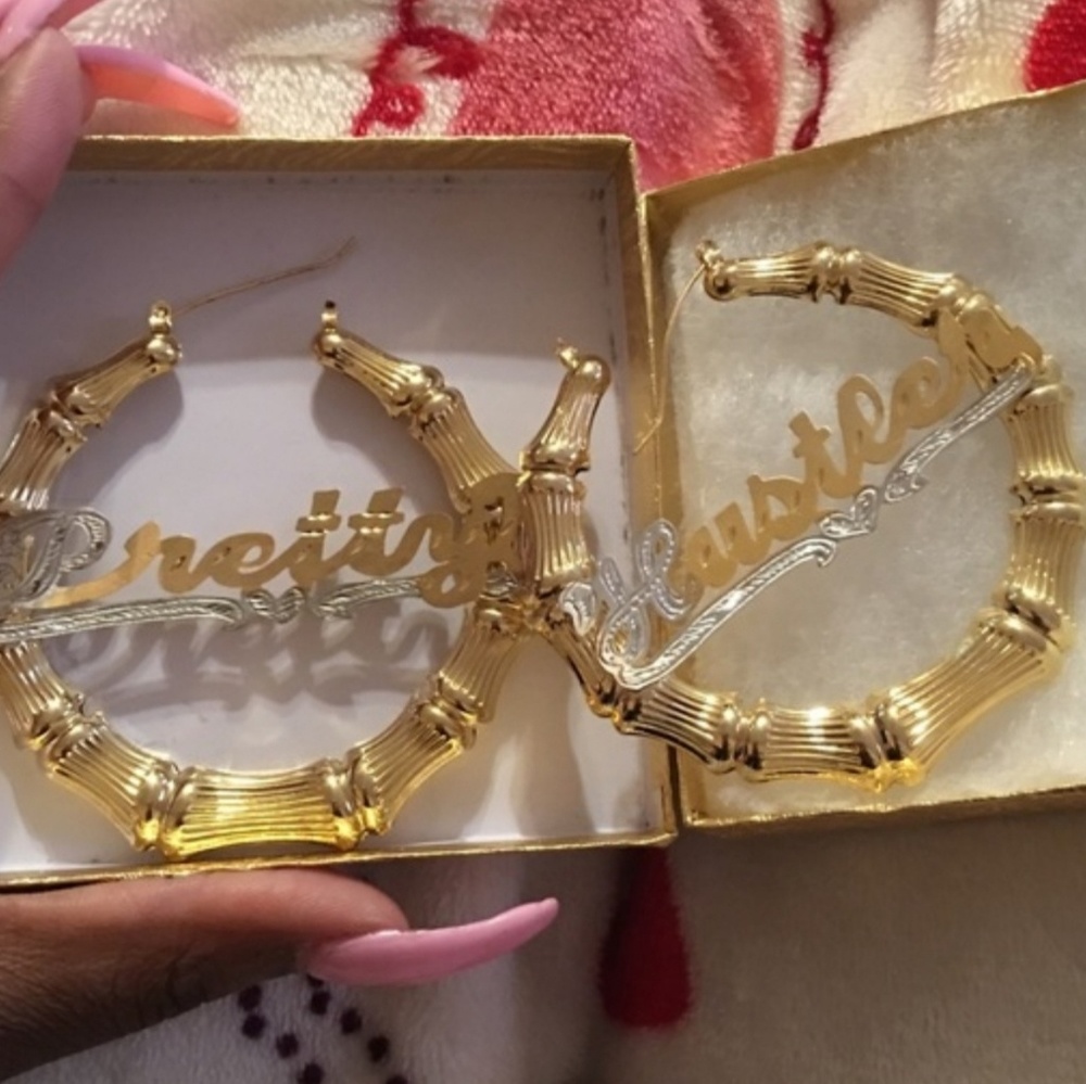 Blinged out bamboo earrings